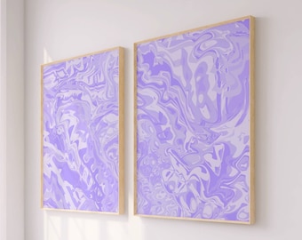 Purple Wall Art Set of 2, Lilac Abstract Art Printable, Preppy Room Decor for Teens, Lavender Dorm Decor for College Girls, Girly Prints