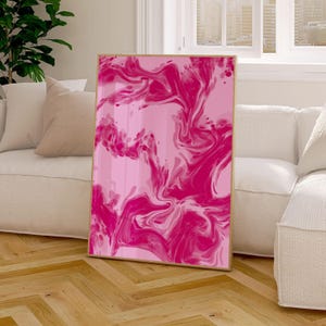 Pink Aesthetic Wall Art Printable, Preppy Bedroom Cozy Room Decor for Teens, College Dorm Decor for College Girls, Girly Abstract Poster