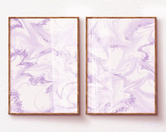 Soft Lilac Wall Art Set of 2, Light Purple Prints for Girls Room Decor Aesthetic, Trendy Dorm Decor for College Girls, Lavender Bedroom Art