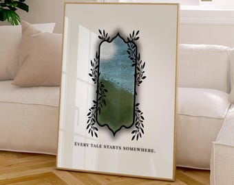 Dark Academia Wall Art Printable, Magic Portal Fantasy Art, Whimsical Bookshelf Art Print, Fairytale Bookish Artwork for Reading Nook Decor