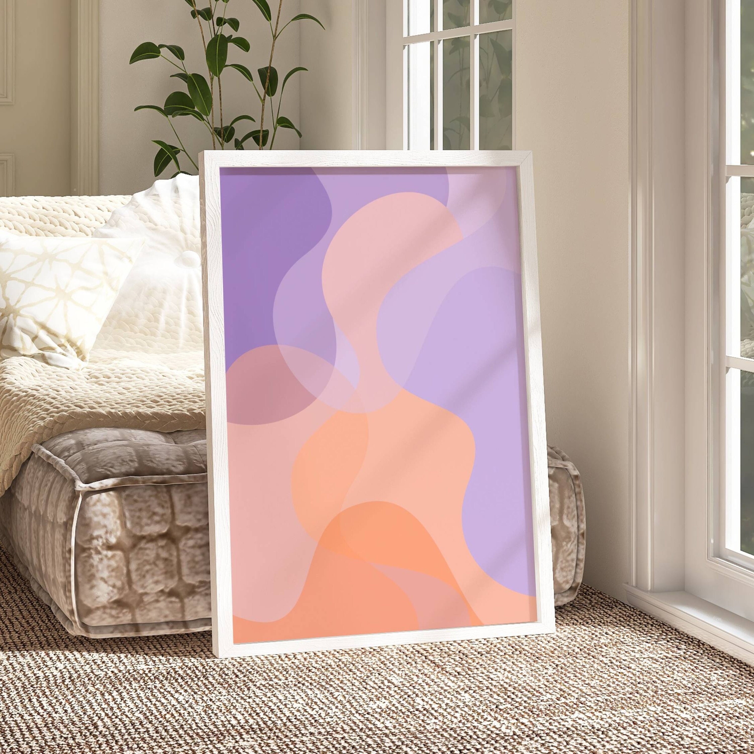 Purple and Orange Abstract Print, Colorful Minimalist Wall Art Printable, Teen Girl Room Decor Aesthetic, Funky Boho Poster Digital Download