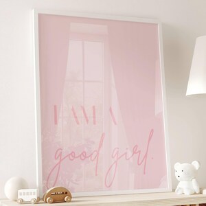 Gutes Mädchen Rosa Wand Kunst druckbare, minimalistische Poster für Mädchen Schlafzimmer Kunstwerk, über dem Bett Kunst für Kinderzimmer Dekor, adrette Kinderzimmer Kunstwerk