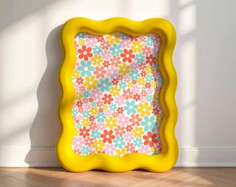 Bright Colorful Flower Wall Art Printable for Dopamine Decor, Eclectic Floral Print Teen Girl Room Decor, Retro Daisy Maximalist Poster