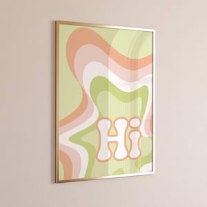 Hi Sign, Entryway Print for Cute College Apartment Decor, Colorful Eclectic Wall Art for Dopamine Decor, Maximalist Prints for Home Office