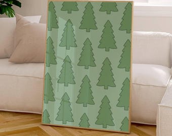 Christmas Tree Print - Holiday Home Decor - Kids Christmas Wall Art - Christmas Tree Illustration - Evergreen Trees - Printable Poster