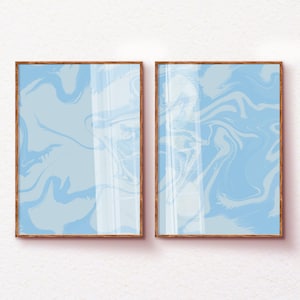 Light Blue Wall Art Set of 2 Prints, Preppy Room Decor for Teens, Cute Dorm Decor for College Girls, Pastel Blue Aesthetic Poster Printable