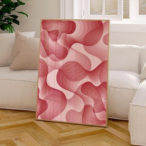 Dusty Rose Pink Abstract Wall Art Printable, Preppy Room Decor for Teens, Pink Aesthetic Dorm Decor for College Girls, Girly Bedroom Prints
