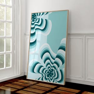 Teal Wall Art Printable, Y2k Aesthetic Room Decor for Teens, Funky Dopamine Decor Poster for College Apartment, Geometric Abstract Print