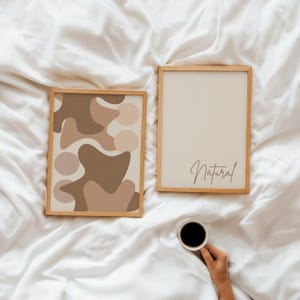 Neutral Wall Art Set of 2, Warm Beige Abstract Prints, Minimalist Bedroom Decor, Boho Aesthetic Room Decor, Cozy Living Room Art Printable