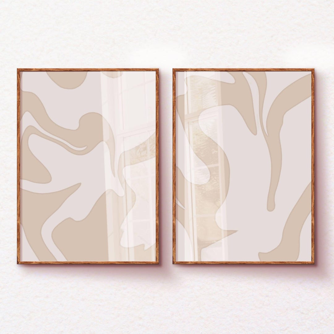 Wabi Sabi Wall Art Set of 2, Neutral Abstract Japandi Art, Beige ...