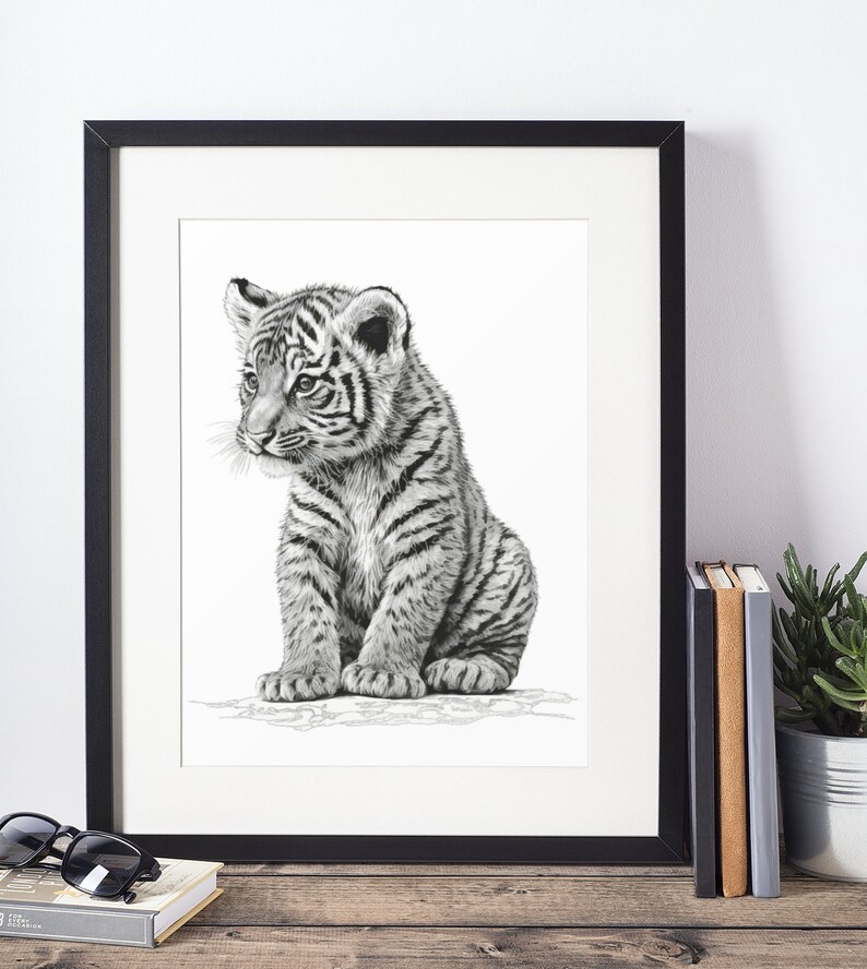 Cub Prints Tiger Cub Print, Black & White, Printable Wall Art, Digital Download ...