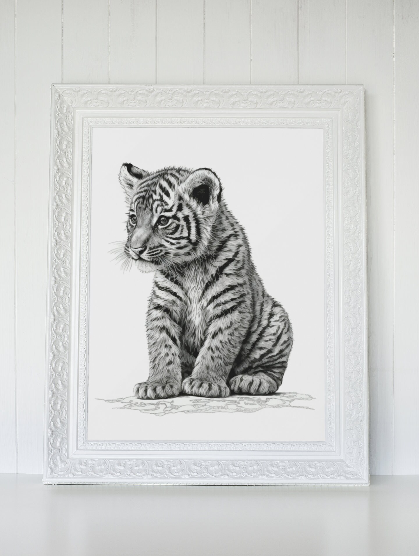 Cub Prints Tiger Cub Print, Black & White, Printable Wall Art, Digital Download ...