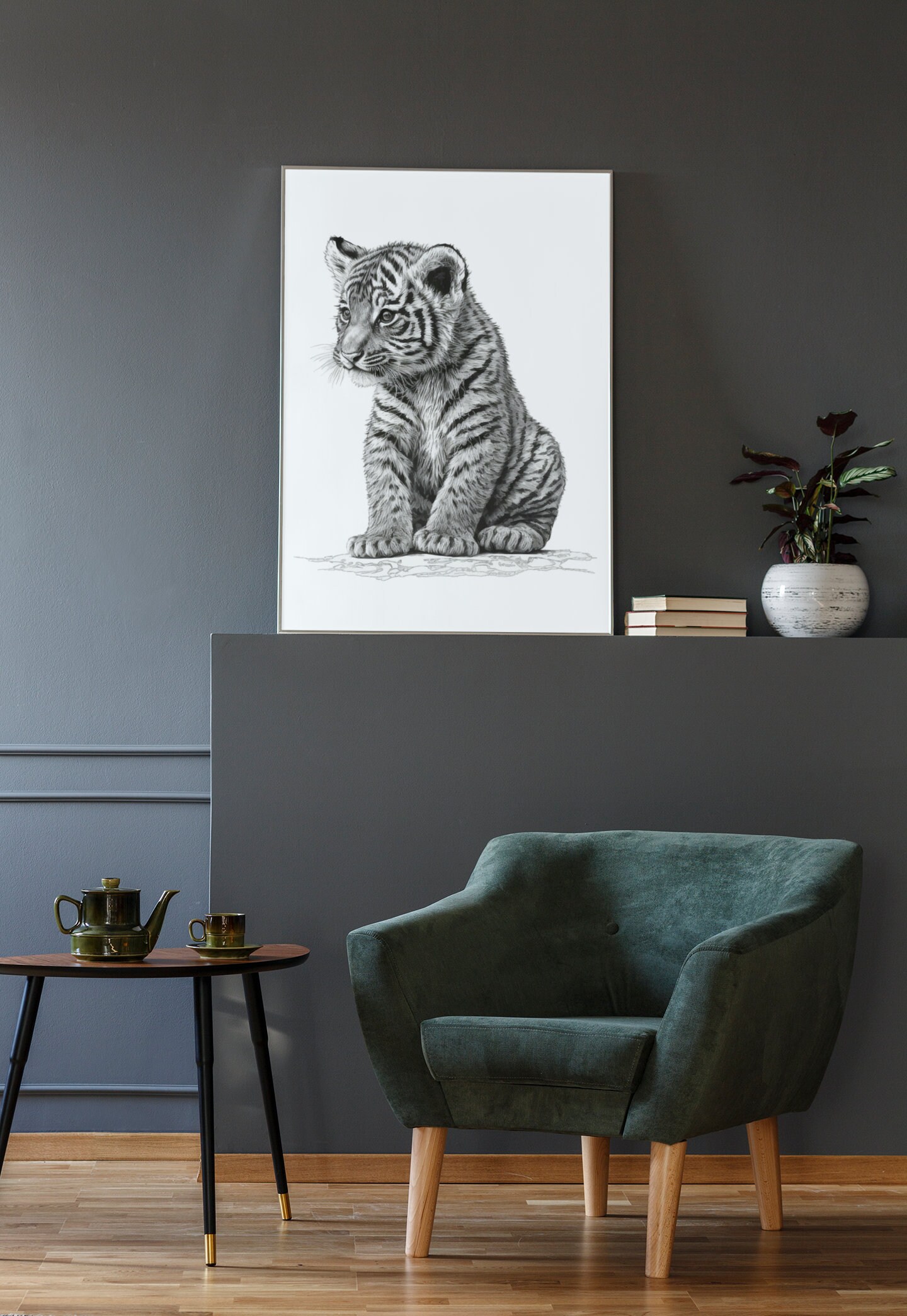 Cub Prints Tiger Cub Print, Black & White, Printable Wall Art, Digital Download ...