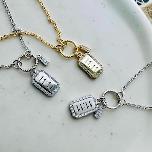 Sterling Silver 11:11 Angel Number Necklace, Pavé Zircon Pendant