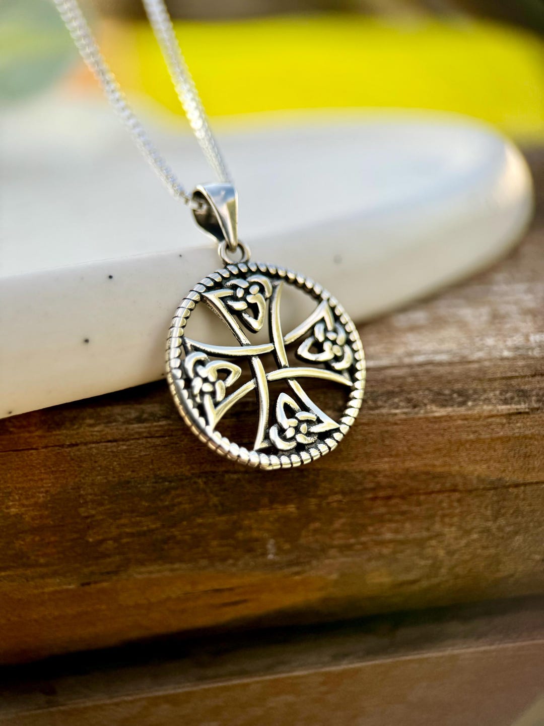 Oxidized Sterling Silver Celtic Cross Necklace: Trinity Knot Pendant - Etsy