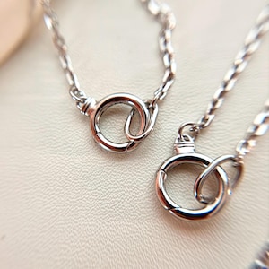 Sterling Silver Charm Holder Necklace, Diamond Cut Cable Chain, Minimalist Jewelry