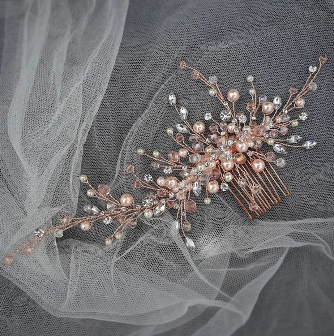 Wedding Hair Piece Rose Gold Bridal Hair Piece Bridal Hair Comb Rose Gold Wedding Hair Comb Rose