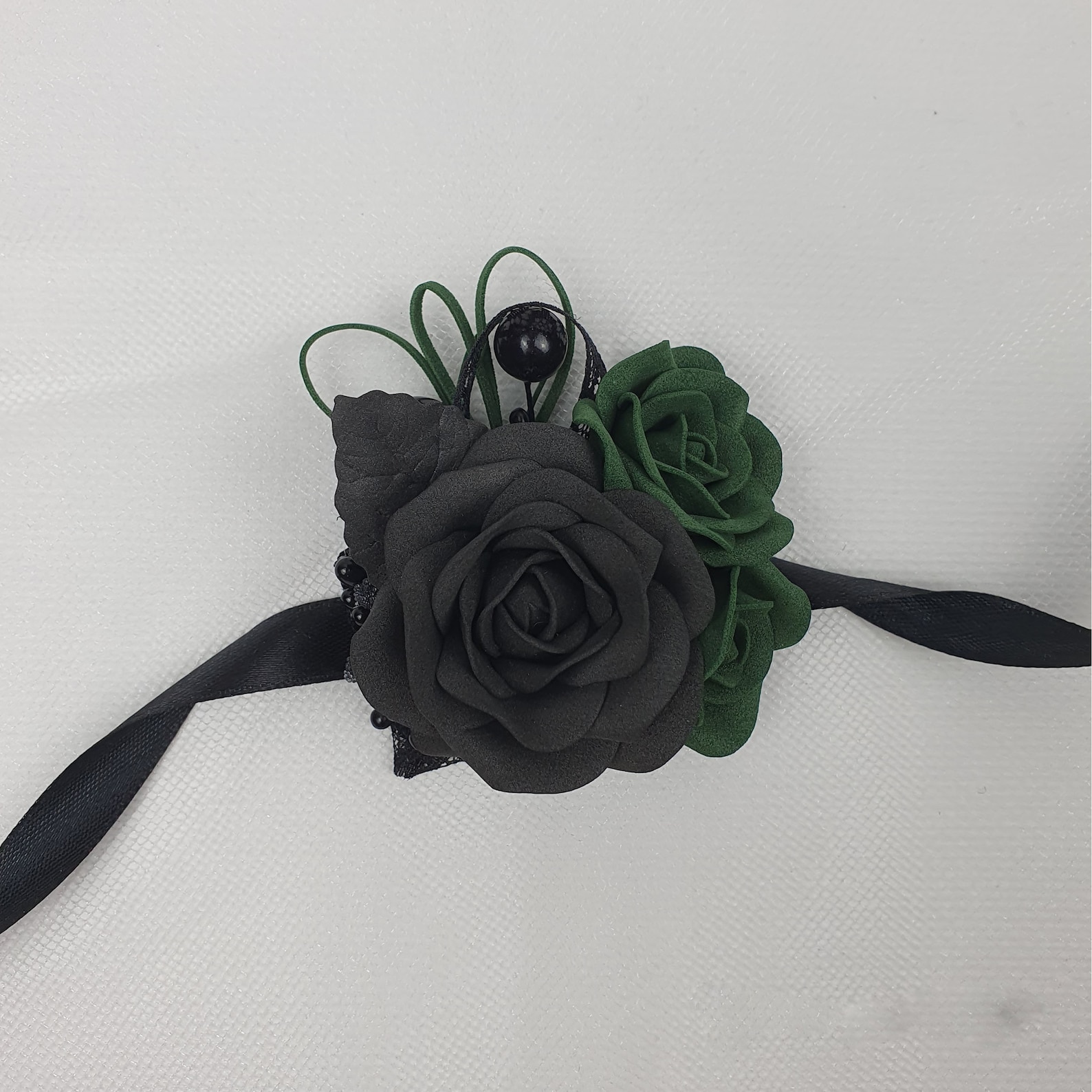 Emerald Green Wedding Corsage Flower Girl Rose Bracelet Prom Etsy