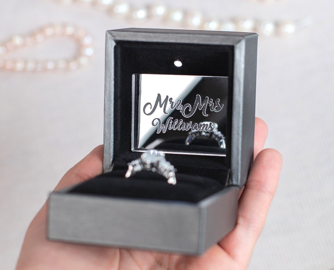 Personalized Custom Engagement Ring Box Leather Ring Box Proposal Ring Bearer Personalized