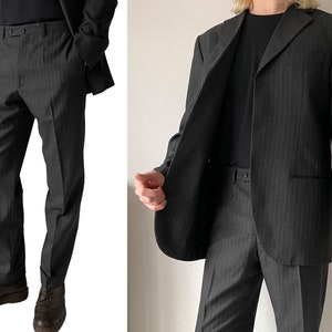 90s Minimalist Pant Suit / High-waist Pleated Pants / Minimalist