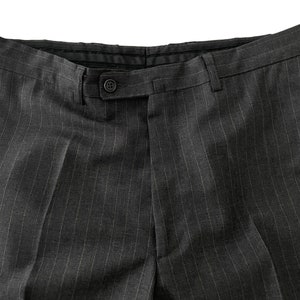 Vintage Mens Striped Dark Grey Wool Suit, 90s Y2k 2000s Italian Design Men's Business Tailored Suit Blazer Regular Fit Plain Trousers imagem 7