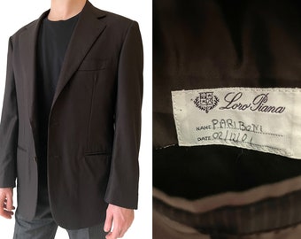 Vintage Loro Piana Brown Wool Blazer, Short Coat Unisex Men's Women's Business Casual, Striped Tasmanian Super 130s, Jacket made in Italy