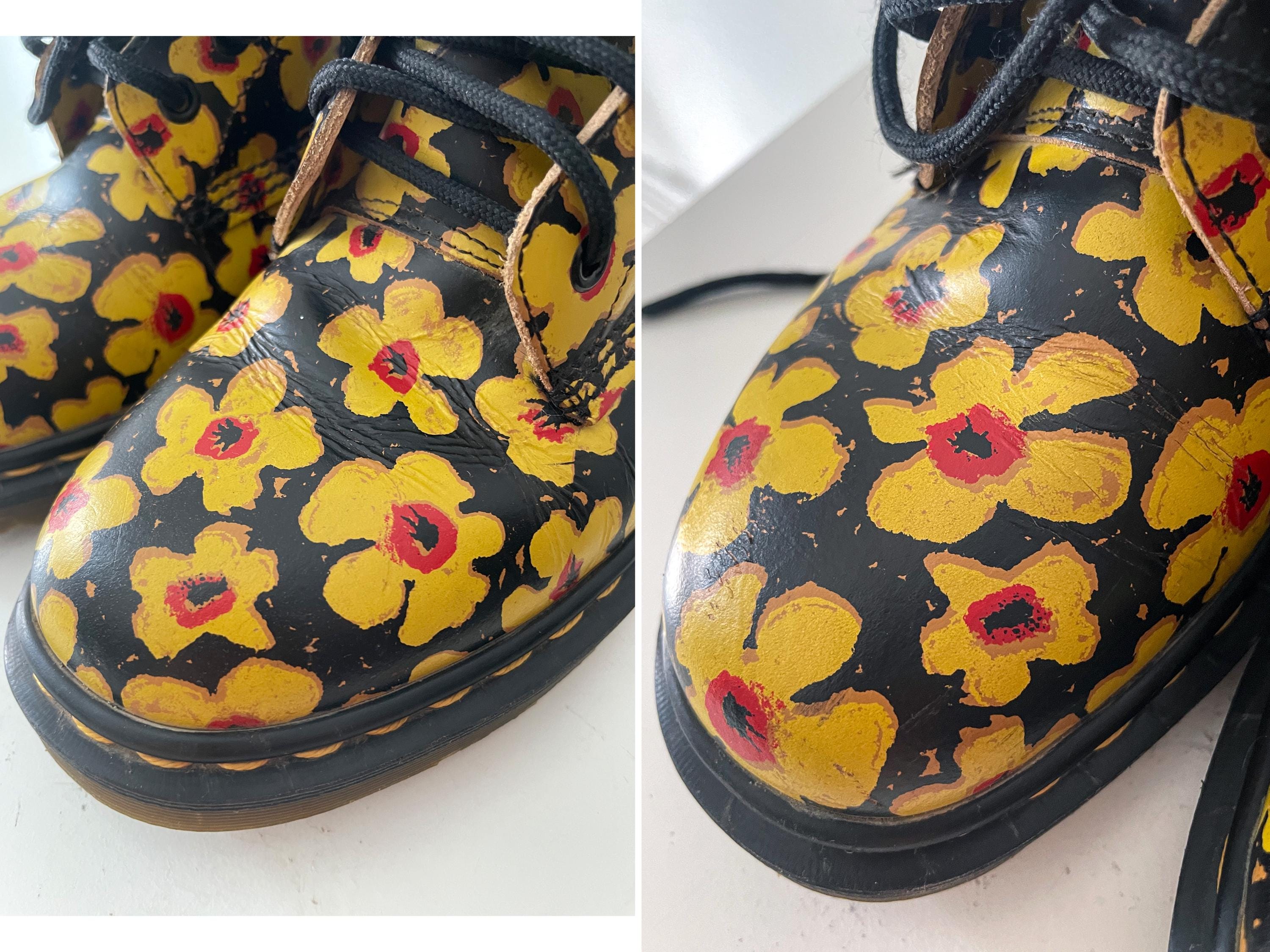 Vintage Dr Martens 1460 Floral Boots, Original Unisex Mens
