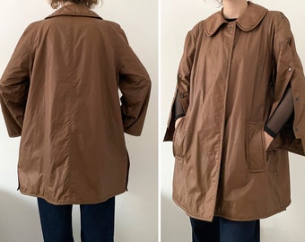 Vintage Rare Fendi by Serena Brown Coat, 70s 80s Single-breasted Preppy Italian Design Oversized Fit Collectible Overcoat Jacket Raincoat