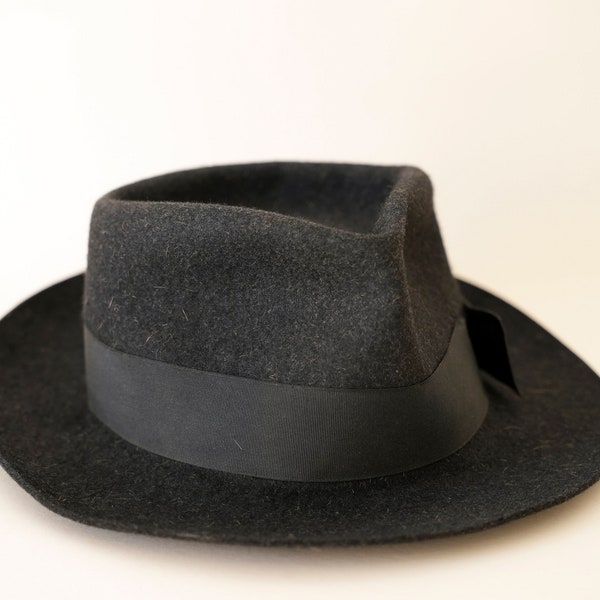 Vintage Classic Mens Italian Sicilian Fur Felt Fedora Hat, Italian hat, Gangster hat, Borsalino hat