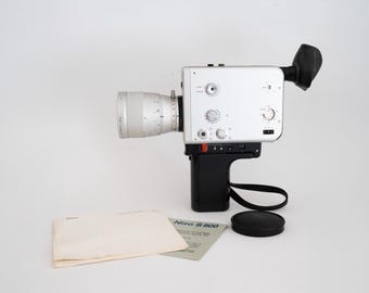 TESTED and WORKING Nizo Braun S800 Super 8 Film Camera, 1960s 1970s 70s Retro Analogue Movie Film Camera + Lens Cap + Manual