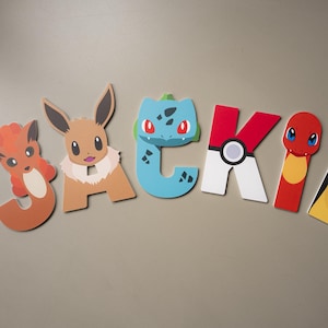 Letras de Pokémon - Letras de pared personalizadas - Decoración de dormitorio, regalo de Navidad, regalo de cumpleaños, decoración de habitación infantil, habitación Pokémon