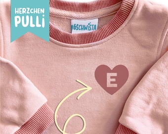 Herz Pullover / Personalisierter Baby Sweater / Oversized Pullover Individuell gestaltbar / Partnerlook / Geschwister / Sweatshirt / Name