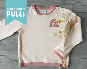 Regenbogen Pullover / Personalisierter Baby Sweater / Oversized Pullover Individuell gestaltbar  / Sweatshirt mit Name / Rainbow /