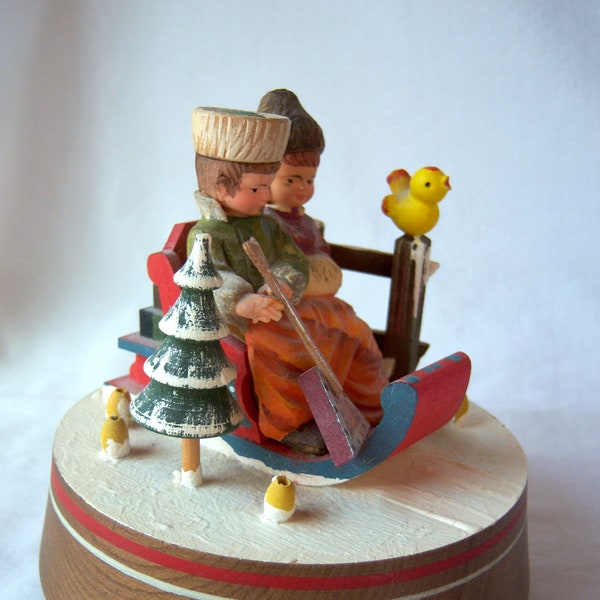 Vintage Rotating Wood Music Box by ANRI - Made in Italy - Plays "Lara's Theme" -  80s - FREE SHIPPING