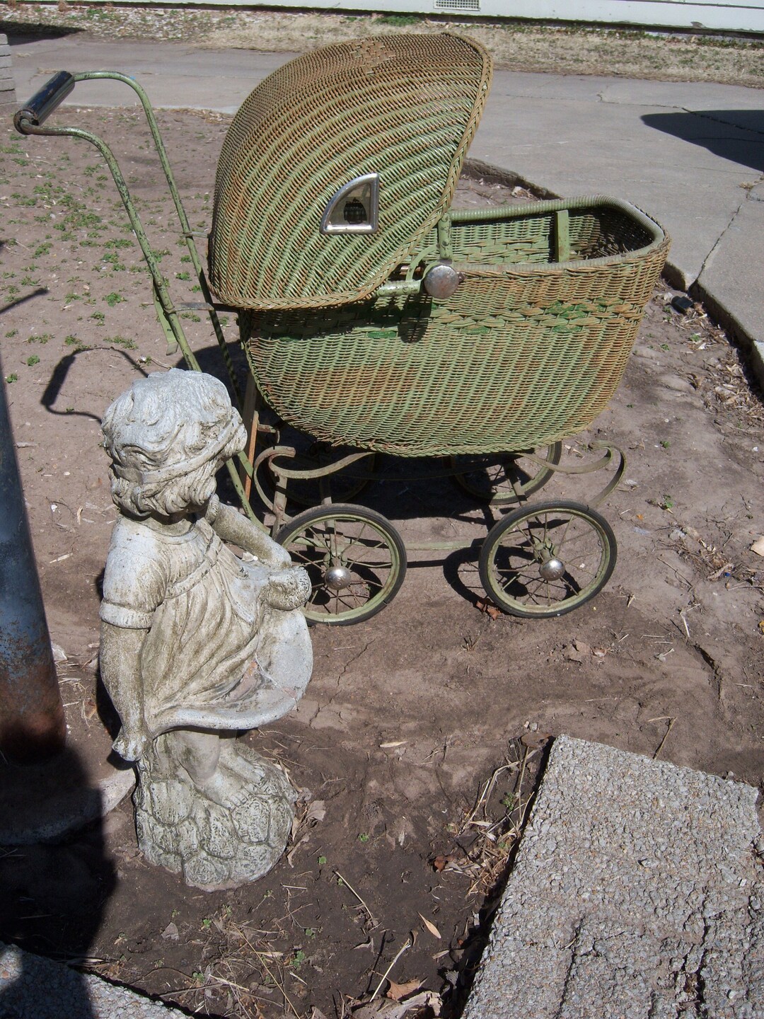 Antique BABY DOLL BUGGY Wicker 1930s Etsy