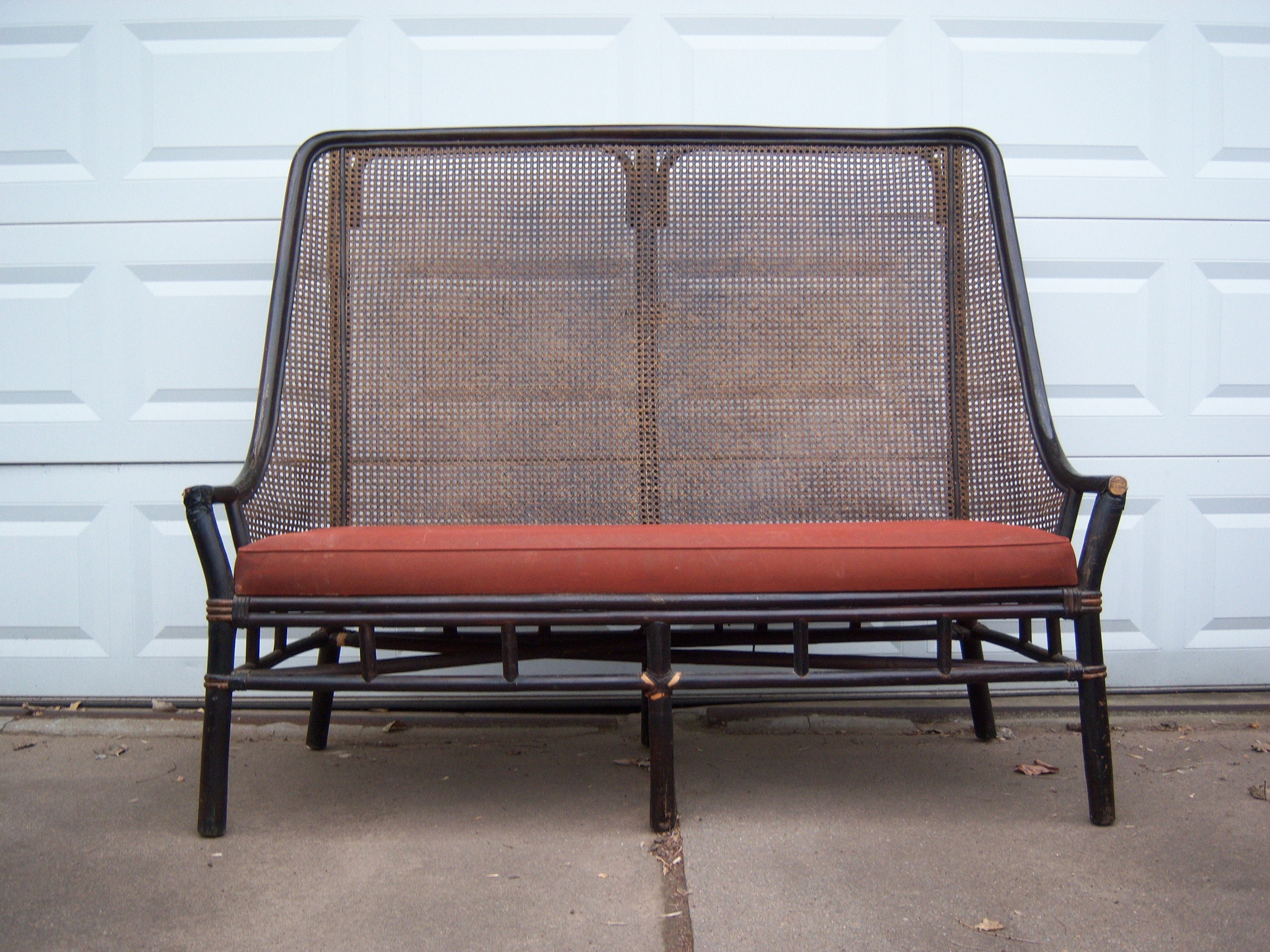Rattan settee bench sale
