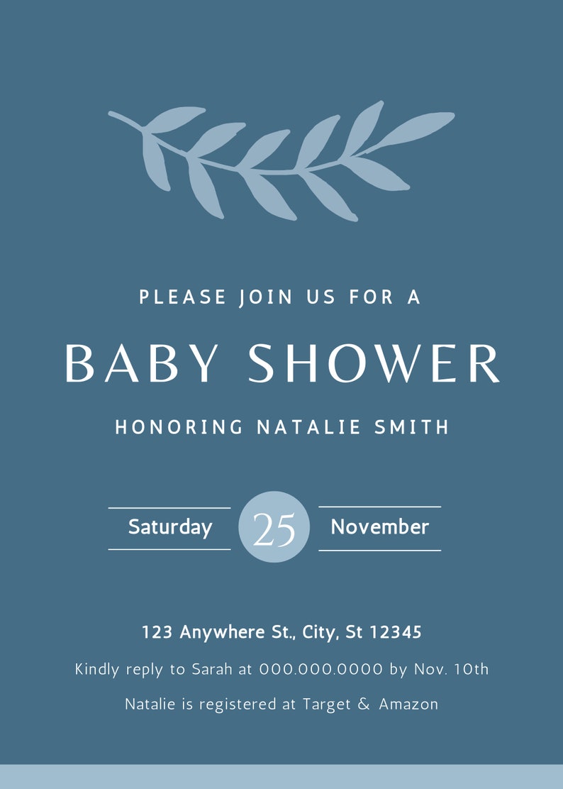 Blue Baby Boy Shower Invitation Template Digital Download Etsy