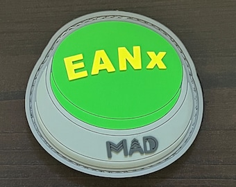 EANx Parche moral de PVC "Easy Button", accesorio de gancho y bucle de 2,5 pulgadas, buceo NITROX