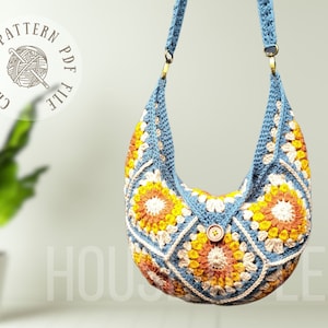 Molly Boho Bag Crochet Pattern, PDF pattern, Boho Crochet Bag, Granny Square Crochet Pattern, Cross Body Slouch Bag