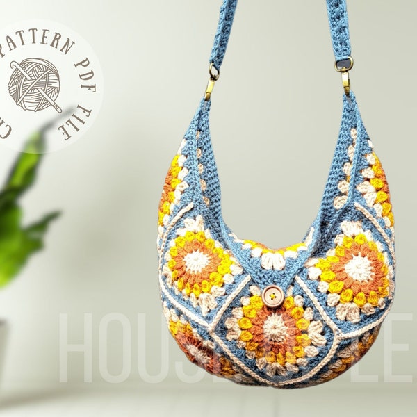 Molly Boho Bag Crochet Pattern, patron PDF, sac Boho au crochet, grand-mère carré au crochet, sac bandoulière