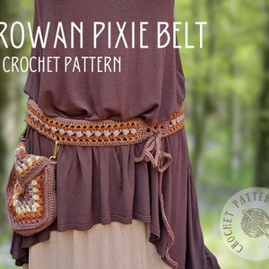 Rowan Pixie Belt Crochet Pattern, Crochet Fanny Pack Pattern, PDF Pattern, Boho Crochet Pocket Belt, Granny Square Crochet Pattern,