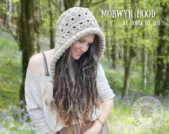 Morwyn Hood Crochet Pattern, Pixiecore Hood, Crochet Hat Pattern, Fairycore hood, Crochet PDF Pattern
