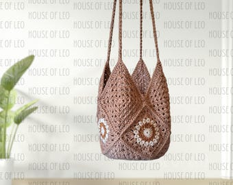 Ella Boho Tote Bag Crochet Pattern, PDF pattern, Boho Crochet Bag, Granny Square Crochet Pattern, Tote Slouch Bag