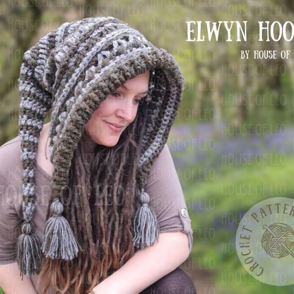 Elwyn Hood Häkelanleitung, Pixiecore Haube, Mützenmuster, Fairycore Haube, PDF Häkelanleitung