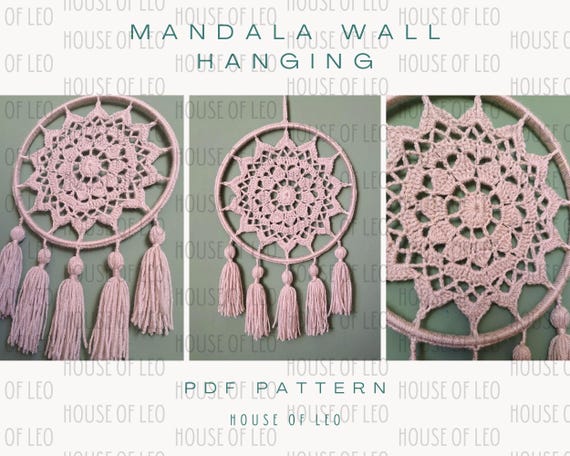 Crochet Boho Mandala Wall Hanging Pattern, Crochet Dream Catcher Pattern For Beginners, Easy Crochet Pattern, PDF Pattern