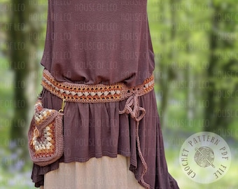 FREE PEOPLE Crochet Waist Belt With Wood Detailing - Charcoal M/L $48 Crochet Waist Belt | Free People main image 2