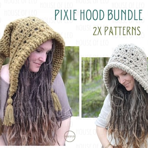 Pixie Hood Bundle Crochet Pattern,2x Pixiecore Hood, Crochet Hat Pattern, Fairycore hood, Crochet PDF Pattern, 2 Pattern Bundle