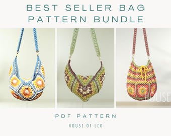 Molly Boho Bag Crochet Pattern, PDF pattern, Boho Crochet Bag, Granny Square Crochet Pattern, Cross Body Slouch Bag