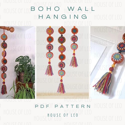 Boho Wandbehang Häkelanleitung PDF, Boho Häkelanleitung für Weihnachtskugeln, DIY häkeln, Scrap Buster Project