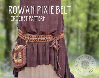 Rowan Pixie Belt Crochet Pattern, Crochet Fanny Pack Pattern, PDF Pattern, Boho Crochet Pocket Belt, Granny Square Crochet Pattern,